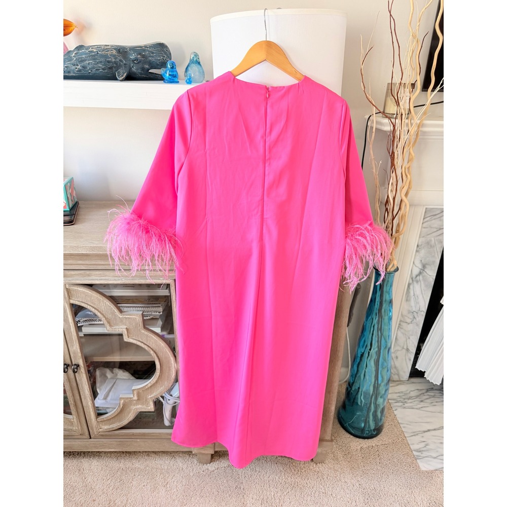 Tuckernuck Hot Pink Feather Jamie Dress Womens Hot Pink Size Medium - Picture 6 of 8